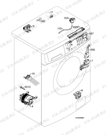 Взрыв-схема стиральной машины Electrolux EWS10470S - Схема узла Electrical equipment 268